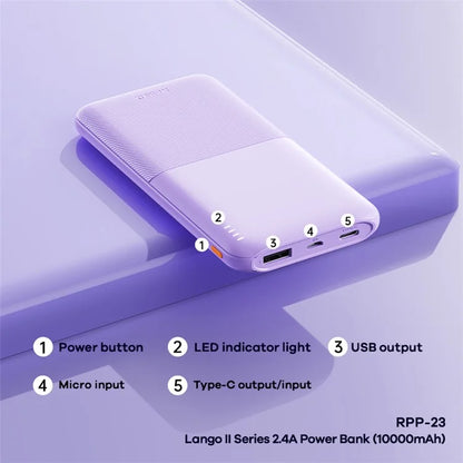 REMAX RPP-23 2.4A Fast Charging Power Bank Portable Phone Charger Battery Pack (10000mAh)