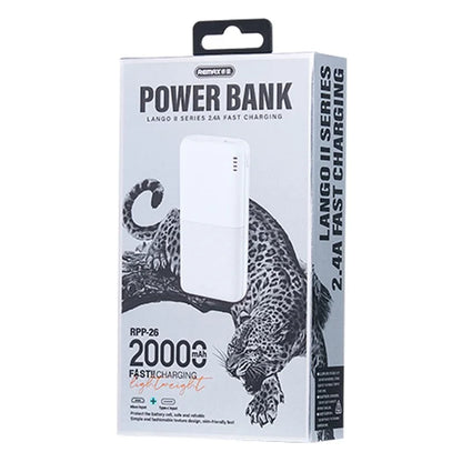 REMAX RPP-26 Lango Ⅱ Series 2.4A Fast Charging Power Bank 20000mAh Portable Phone Charger Battery Pack