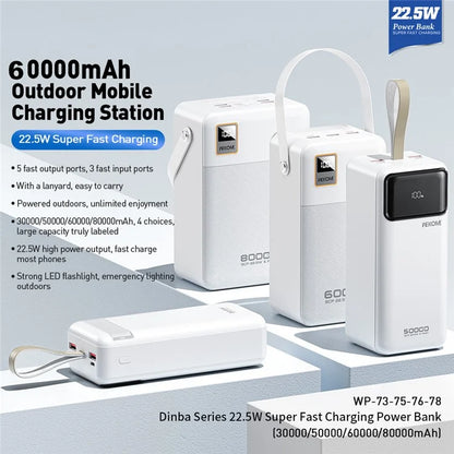 WEKOME wp-73 60000mAh Power Bank Portable 22.5W Fast Charger Battery Pack