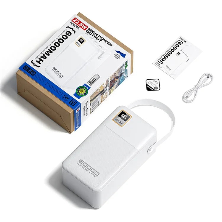 WEKOME wp-73 60000mAh Power Bank Portable 22.5W Fast Charger Battery Pack