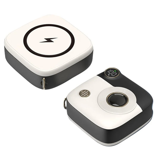 E49 10000mAh Power Bank Camera Shaped Magnetic Wireless Charger Phone External Battery Pack