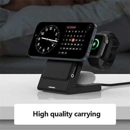 YF-P7 Watch / Earphone / Cellphone 3-in-1 Charging Stand Detachable 15W Magnetic Wireless Charger Power Bank