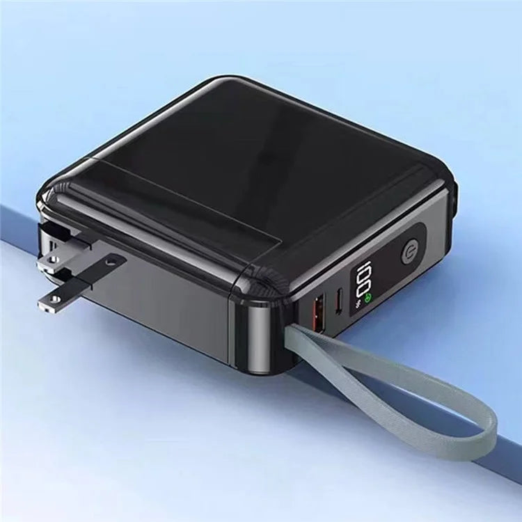 Detachable AC Plug 15000mAh Power Bank with iP + Type-C Fast Charging Cable
