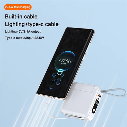 Detachable AC Plug 15000mAh Power Bank with iP + Type-C Fast Charging Cable