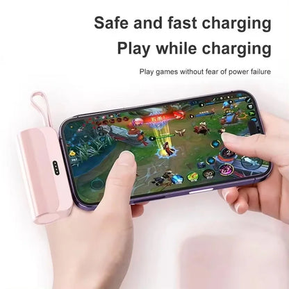 HY-DX628 5000mAh 22.5W Fast Charging Type-C Plug Mini Capsule Power Bank with iP Cable