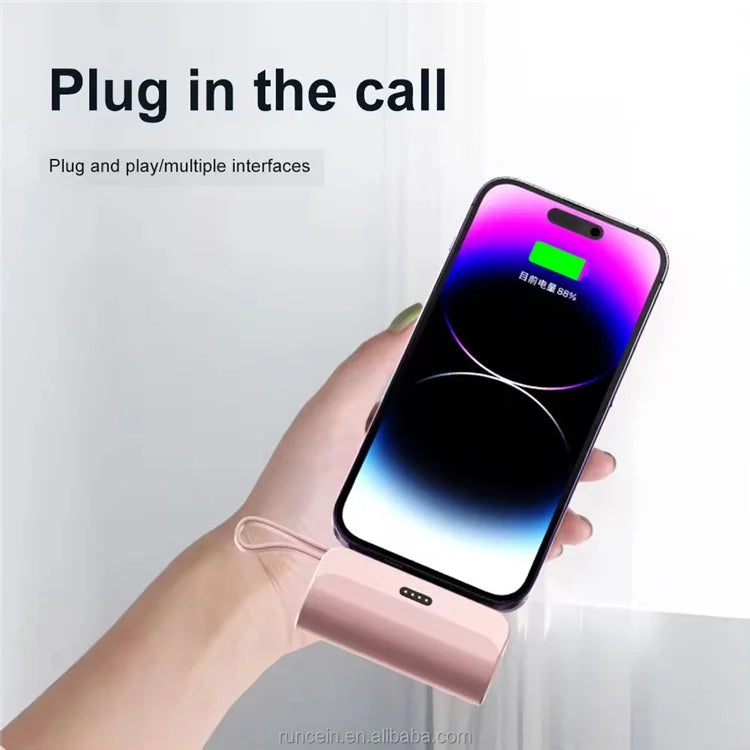 HY-DX628 5000mAh 22.5W Fast Charging Type-C Plug Mini Capsule Power Bank with iP Cable