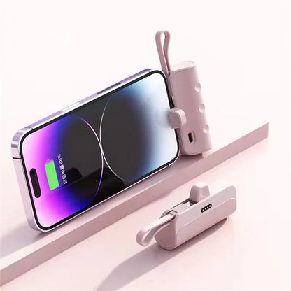 HY-DX628 5000mAh 22.5W Fast Charging Type-C Plug Mini Capsule Power Bank with iP Cable