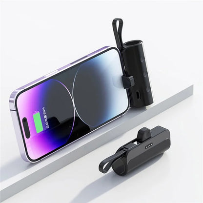 KC 3300mAh Mobile Phone Charger iP Plug Mini Capsule Power Bank with Type-C Cable