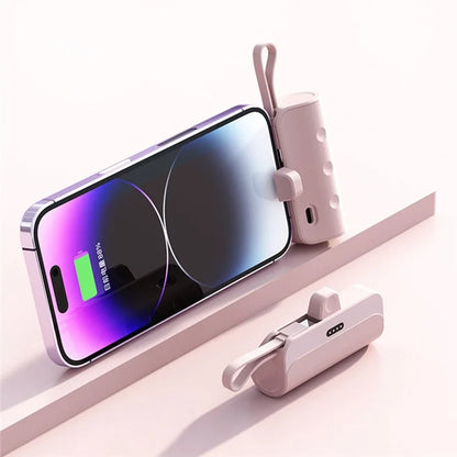 KC 5000mAh Mobile Phone Charger iP Plug Mini Capsule Power Bank with Type-C Cable