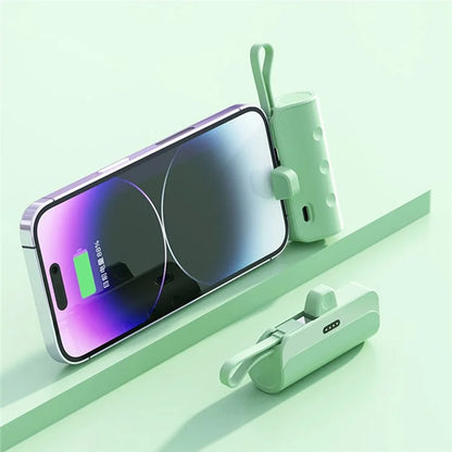KC 5000mAh Mobile Phone Charger iP Plug Mini Capsule Power Bank with Type-C Cable