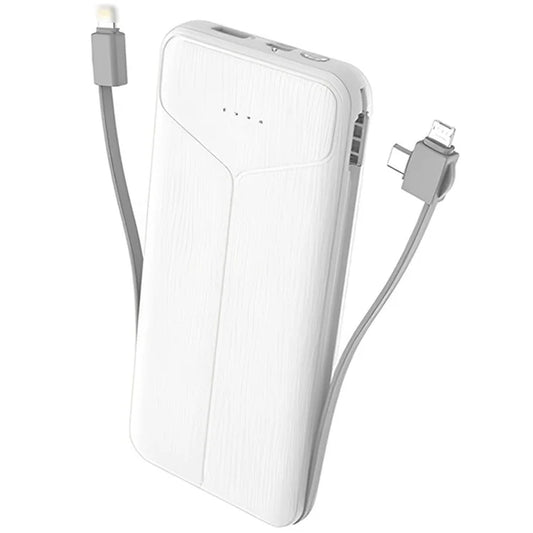 k82 10000mAh Power Bank Built-In Cables Phone Portable Charger with 2A Wall Plug Adapter