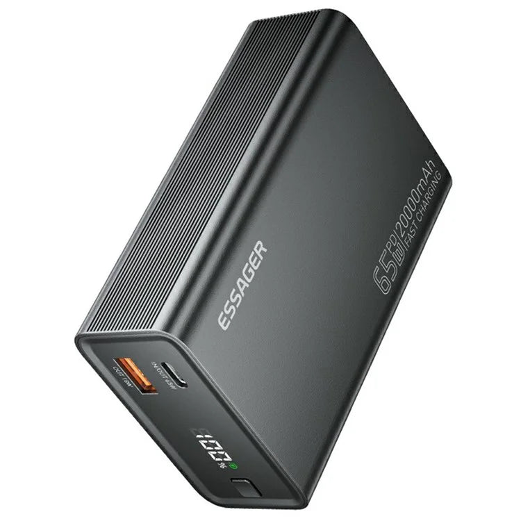 ESSAGER 65W Power Bank 20000mAh Portable Charger with Digital Display Screen for Travel, Outdoor Activities
