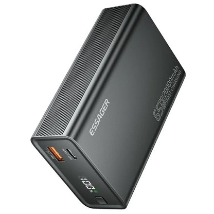 ESSAGER 65W Power Bank 20000mAh Portable Charger with Digital Display Screen for Travel, Outdoor Activities
