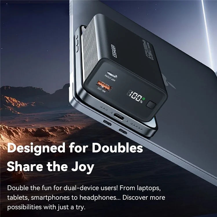 ESSAGER 65W Power Bank 20000mAh Portable Charger with Digital Display Screen for Travel, Outdoor Activities