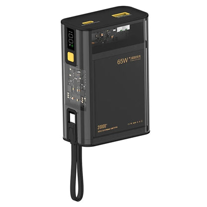 E45 20000mAh 65W Power Bank Phone Charger External Battery with Built-In Cable