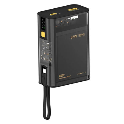 E45 20000mAh 65W Power Bank Phone Charger External Battery with Built-In Cable