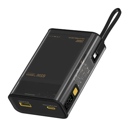 E45 20000mAh 65W Power Bank Phone Charger External Battery with Built-In Cable