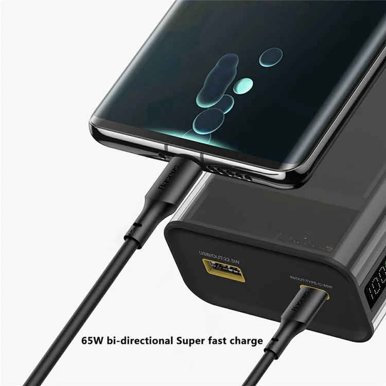 E45 20000mAh 65W Power Bank Phone Charger External Battery with Built-In Cable