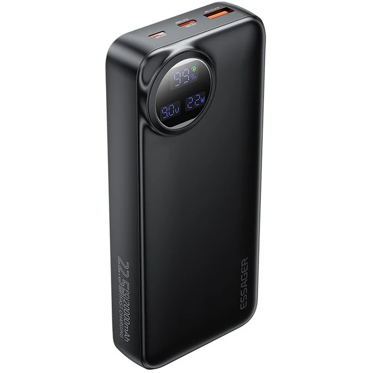 ESSAGER 20000mAh Power Bank with Type-C + iP Cables 22.5W Fast Charging Digital Display Battery Pack