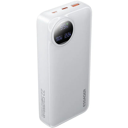 ESSAGER 20000mAh Power Bank with Type-C + iP Cables 22.5W Fast Charging Digital Display Battery Pack