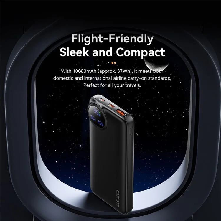 ESSAGER 20000mAh Power Bank with Type-C + iP Cables 22.5W Fast Charging Digital Display Battery Pack