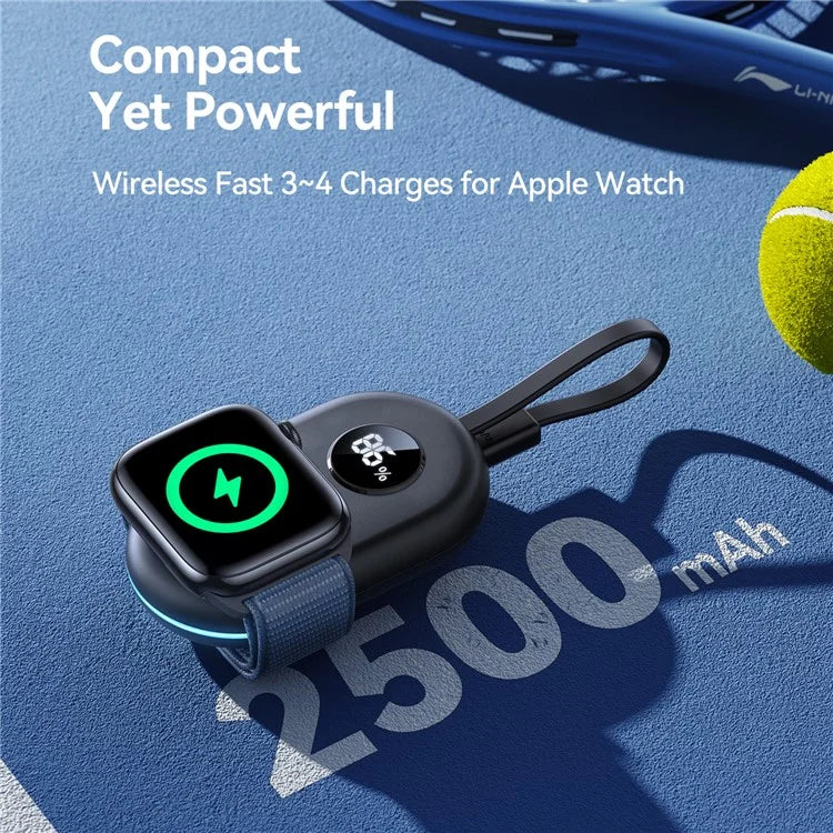 JOYROOM JR-W09 Magnetic Wireless Watch Charger 2500mAh Power Bank with Built-In Type-C Cable