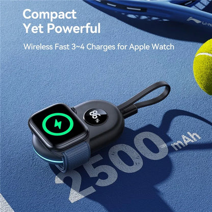 JOYROOM JR-W09 Magnetic Wireless Watch Charger 2500mAh Power Bank with Built-In Type-C Cable