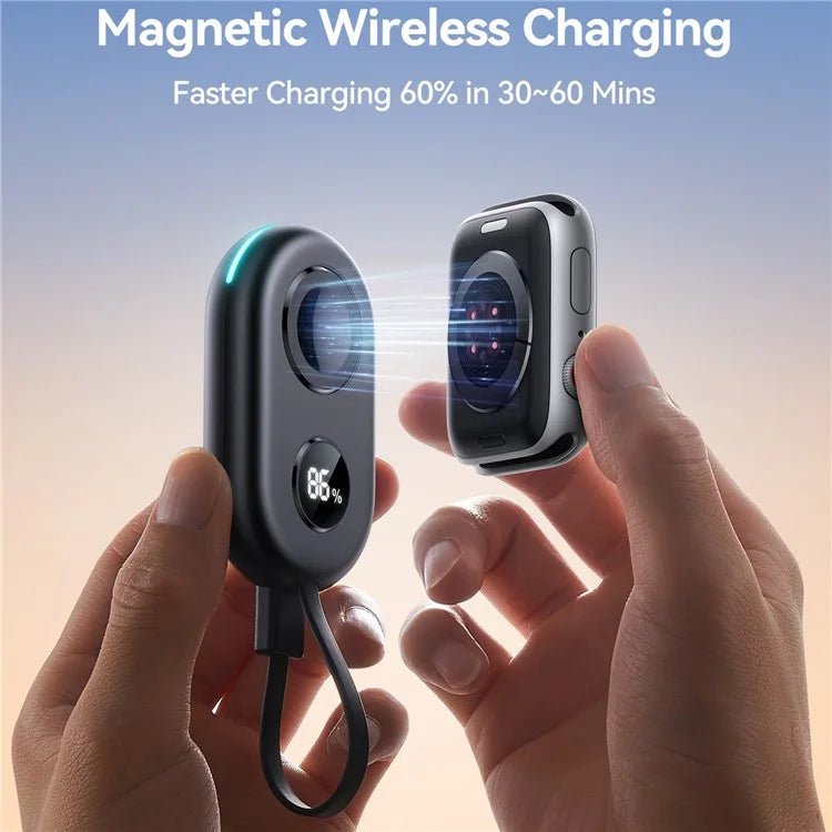 JOYROOM JR-W09 Magnetic Wireless Watch Charger 2500mAh Power Bank with Built-In Type-C Cable