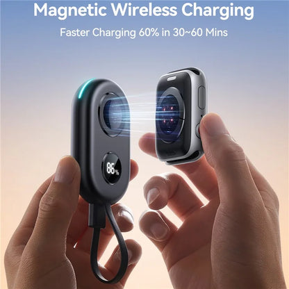 JOYROOM JR-W09 Magnetic Wireless Watch Charger 2500mAh Power Bank with Built-In Type-C Cable