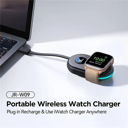 JOYROOM JR-W09 Magnetic Wireless Watch Charger 2500mAh Power Bank with Built-In Type-C Cable