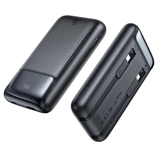 MCDODO MC-0231 Youth Series 33W 10000mAh Digital Display Power Bank Built-In Type-C + 8Pin Cable Phone Charger - Black