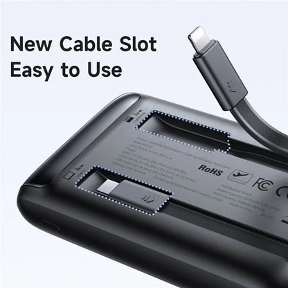 MCDODO MC-0241 Youth Series 22.5W 10000mAh Digital Display Power Bank Built-In Type-C + 8Pin Cable Phone Charger - Black