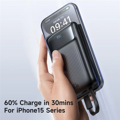 MCDODO MC-0241 Youth Series 22.5W 10000mAh Digital Display Power Bank Built-In Type-C + 8Pin Cable Phone Charger - Black