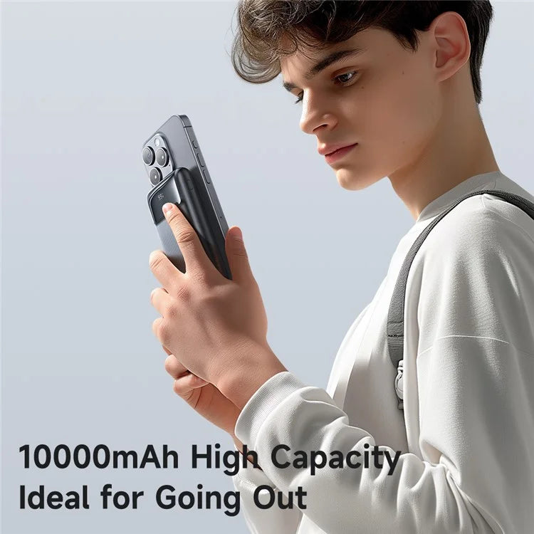 MCDODO MC-0241 Youth Series 22.5W 10000mAh Digital Display Power Bank Built-In Type-C + 8Pin Cable Phone Charger - Black