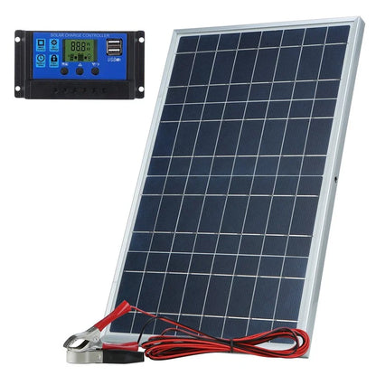 10W 12V Solar Panel Battery Charger with 20A Controller for Vehicle, Gate Opener, Electrical Fence
