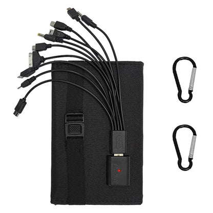 10W 5V Portable Outdoor Solar Power Supply 5 Folding Solar Panels Phone Charging Device with 10-in-1 Cable