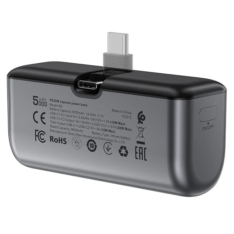 ACEFAST M9-5000 PD 20W Fast Charging 5000mAh Power Bank Battery with Foldable USB-C Plug
