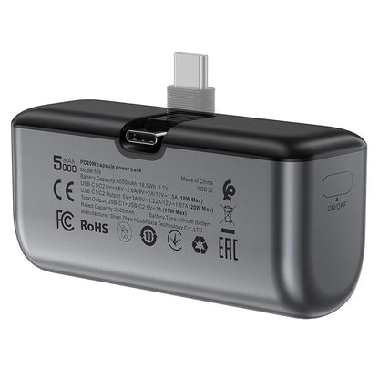 ACEFAST M9-5000 PD 20W Fast Charging 5000mAh Power Bank Battery with Foldable USB-C Plug