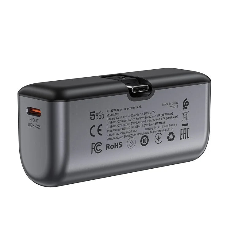 ACEFAST M9-5000 PD 20W Fast Charging 5000mAh Power Bank Battery with Foldable USB-C Plug