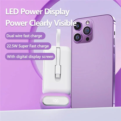 JJT-A97 10000mAh Digital Display Power Bank with Type-C + iP Cable Support 22.5W Fast Charging