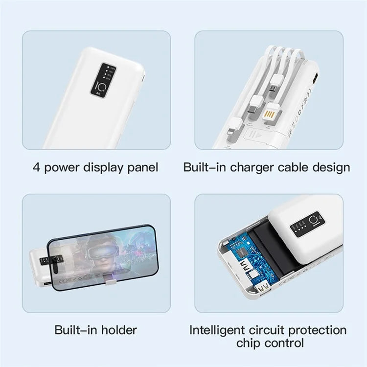 TOTU CPBL-06 Versatile Series II 10000mAh Phone Holder Power Bank Phone External Battery with Built-in Cables