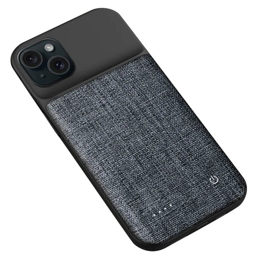 For iPhone 15 Battery Case 6800mAh Portable Extended Battery Pack Oxford Cloth Charger Phone Case