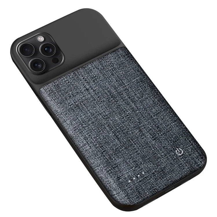 For iPhone 15 Pro Battery Charging Case 6800mAh Extended Power Bank Oxford Cloth Charger Phone Case