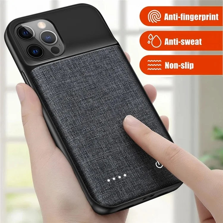 For iPhone 15 Pro Battery Charging Case 6800mAh Extended Power Bank Oxford Cloth Charger Phone Case