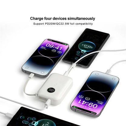 ZUZG 10000mAh Digital Display Power Bank with Type-C + iP Cable Support Fast Charging