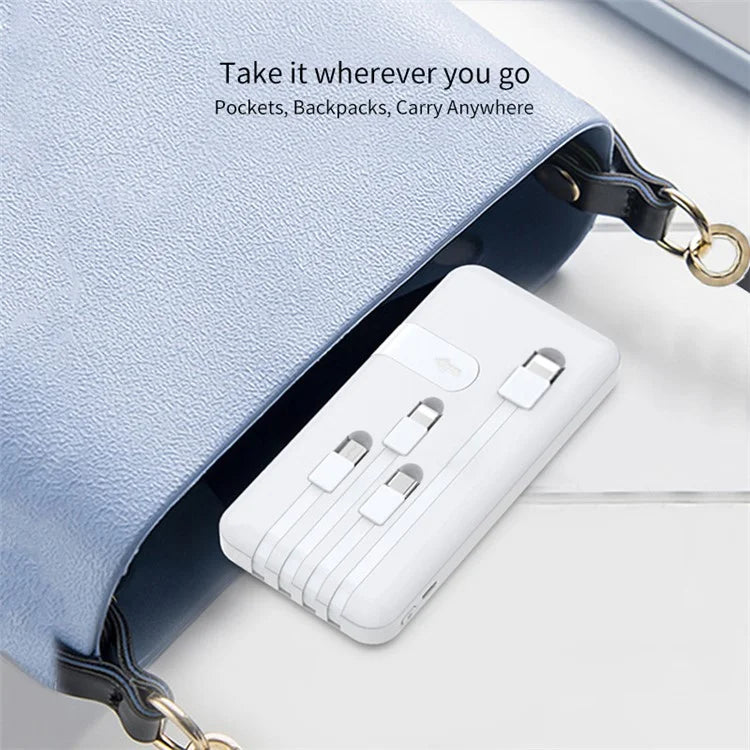 ZUZG MP-J03 Jane Series 10000mAh 4 Cabled Power Bank Portable Phone Charger Battery Pack with Phone Holder