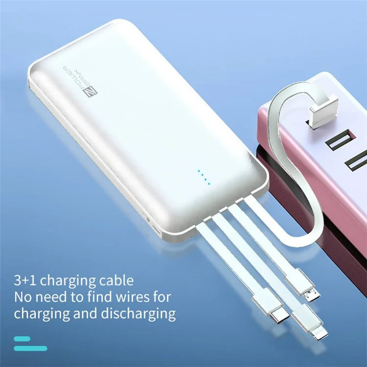 ZUZG MP-J03 Jane Series 10000mAh 4 Cabled Power Bank Portable Phone Charger Battery Pack with Phone Holder