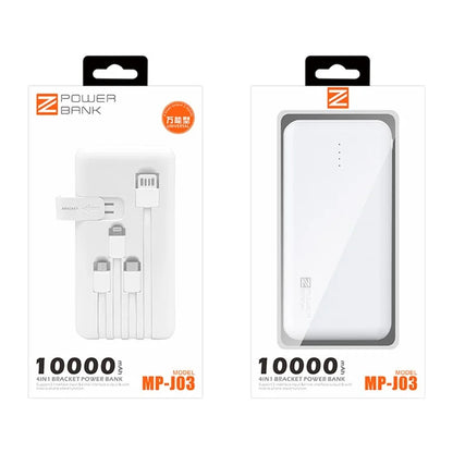 ZUZG MP-J03 Jane Series 10000mAh 4 Cabled Power Bank Portable Phone Charger Battery Pack with Phone Holder