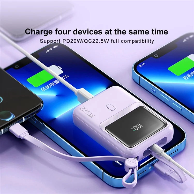 ZUZG ZP-J45X 22.5W+PD 20W Cabled Super Fast Charging Power Bank 10000mAh Portable Phone Charger