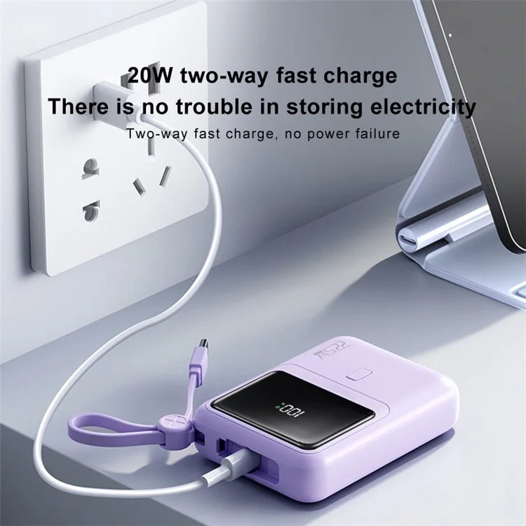 ZUZG ZP-J45X 22.5W+PD 20W Cabled Super Fast Charging Power Bank 10000mAh Portable Phone Charger